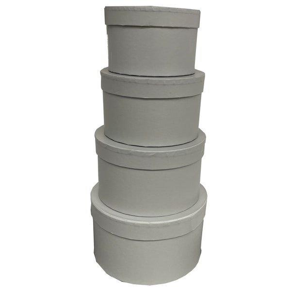 Set of 4 Grey Round  Nesting gift boxes with Lids