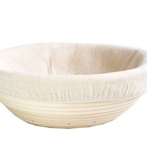 10 inch  Round Bread Banneton Proofing Basket , Dough Rising Handmade Rattan bowl w/ cloth liner ( 100% natural)  Perfect For Artisan bread