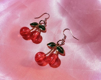 Ear Accessories Gifts For Her Cherry Earrings Kpop Red Earring Unique Jewellery Cherry Bomb Earrings Gift For Friends Dangle Earrings