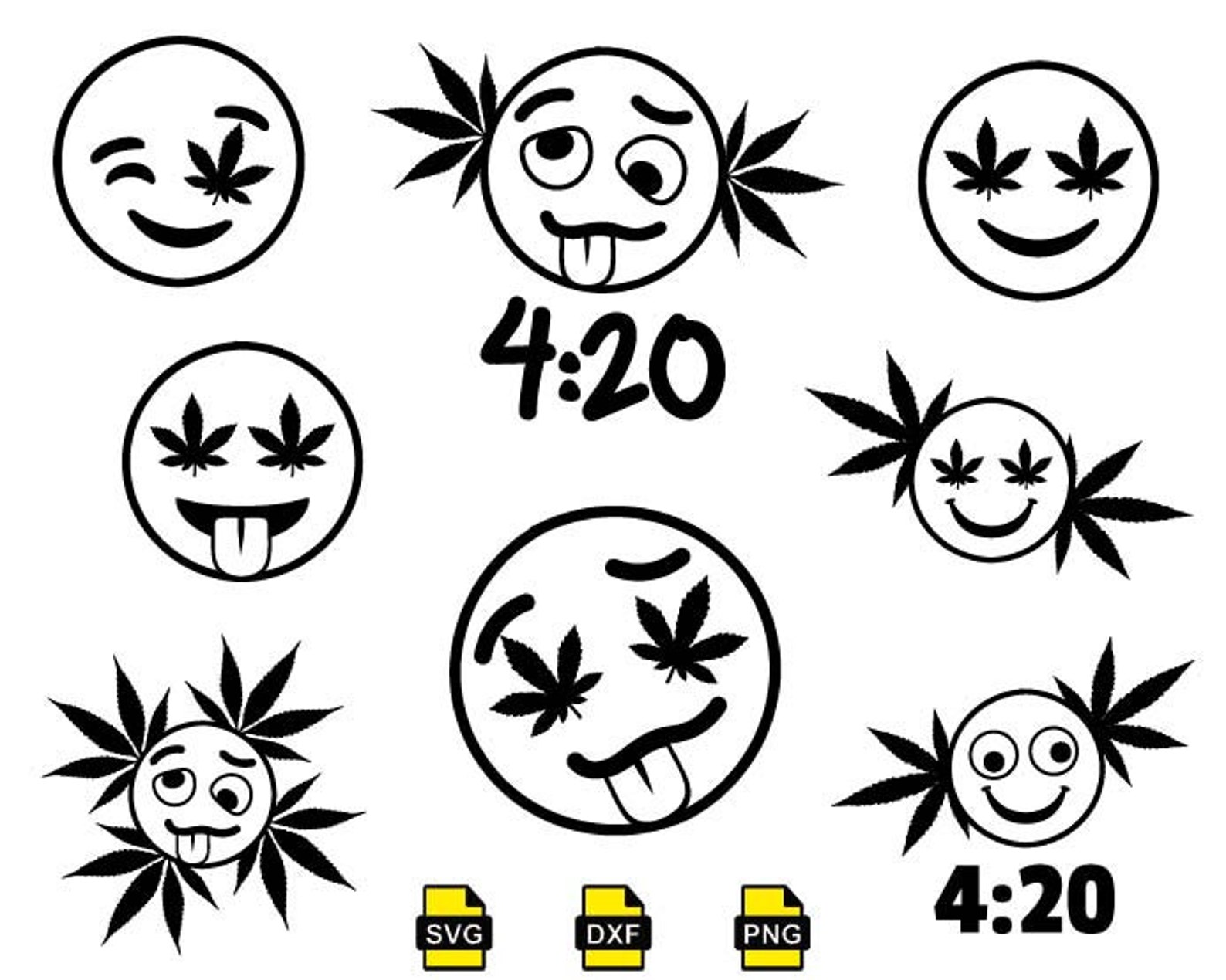Weed Emoji svg Weed Leaf Smile svg Cannabis svg Smoke weed Etsy