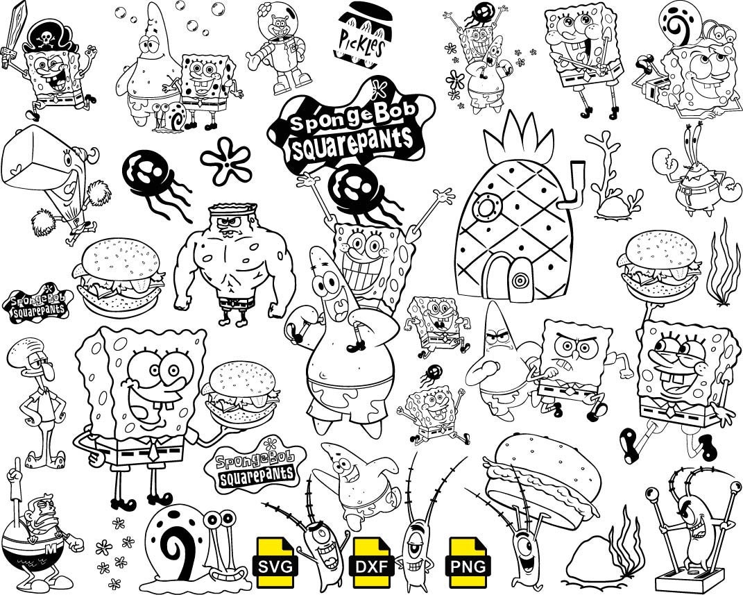 SpongeBob svg SpongeBob outline svg SpongeBob svg Birthday | Etsy