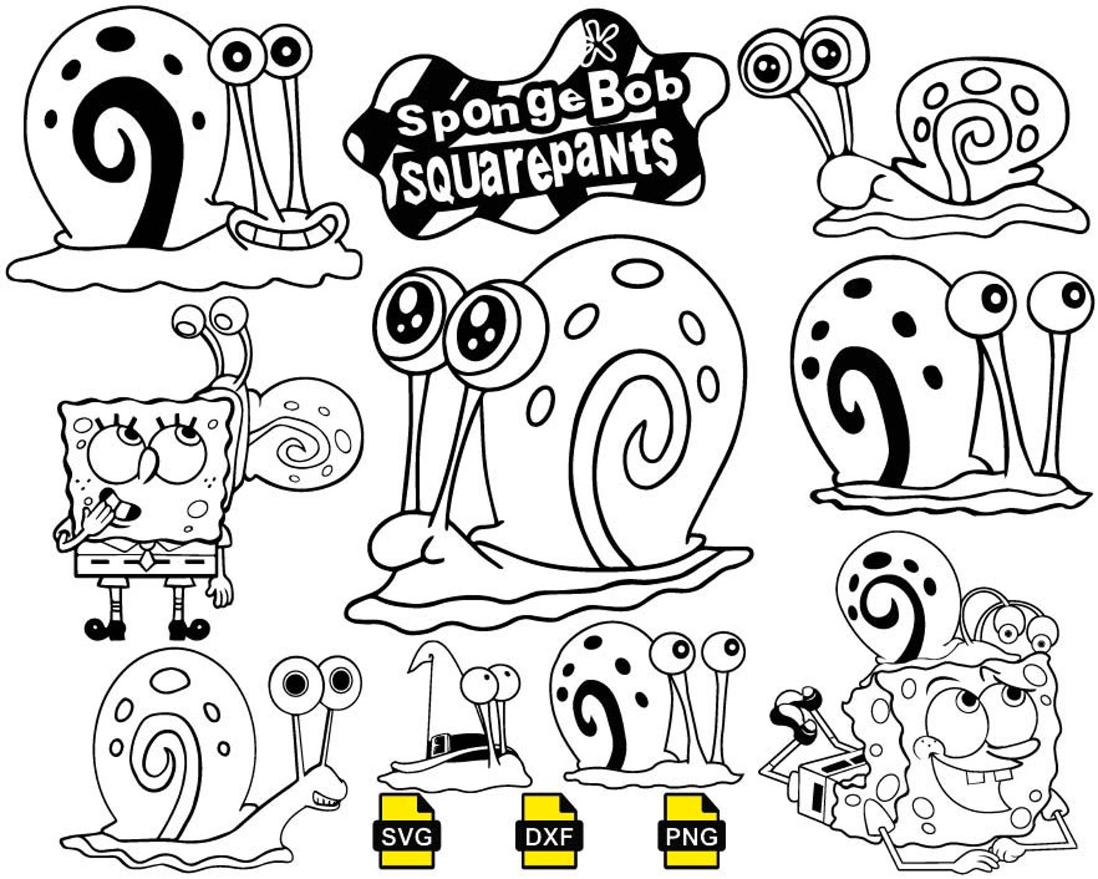 Gary svg Gary outline svg Spongebob svg Spongebob Birthday | Etsy