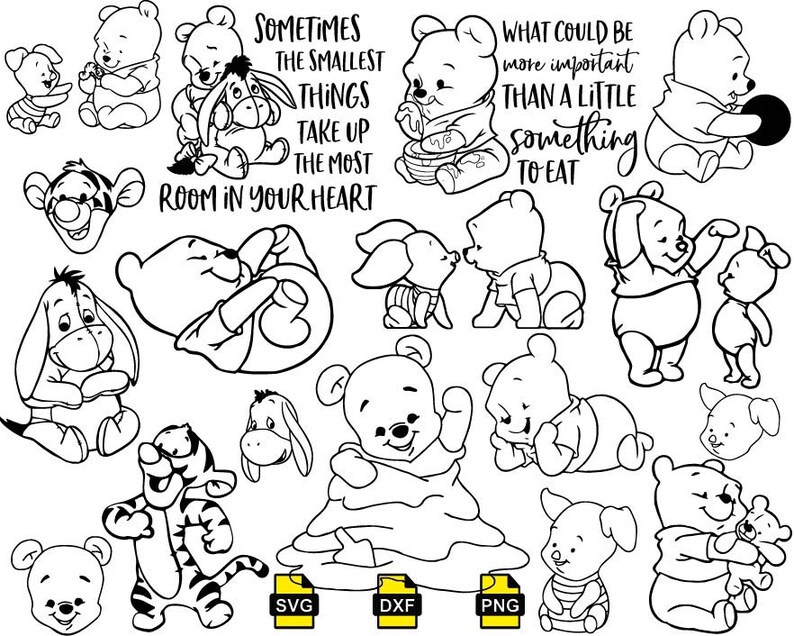 Winnie the Pooh Svg Winnie the Pooh Outline Svg Winnie the | Etsy