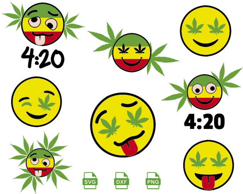 Weed Emoji Svg Weed Leaf Smile Svg Weed Svg Cannabis Svg Etsy