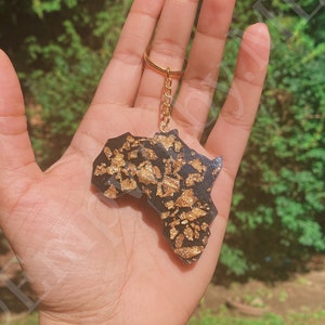 Au Africa Keychain - Gold and Black Africa Continent Keychain - Black Artist - Black Owned - MADE TO ORDER