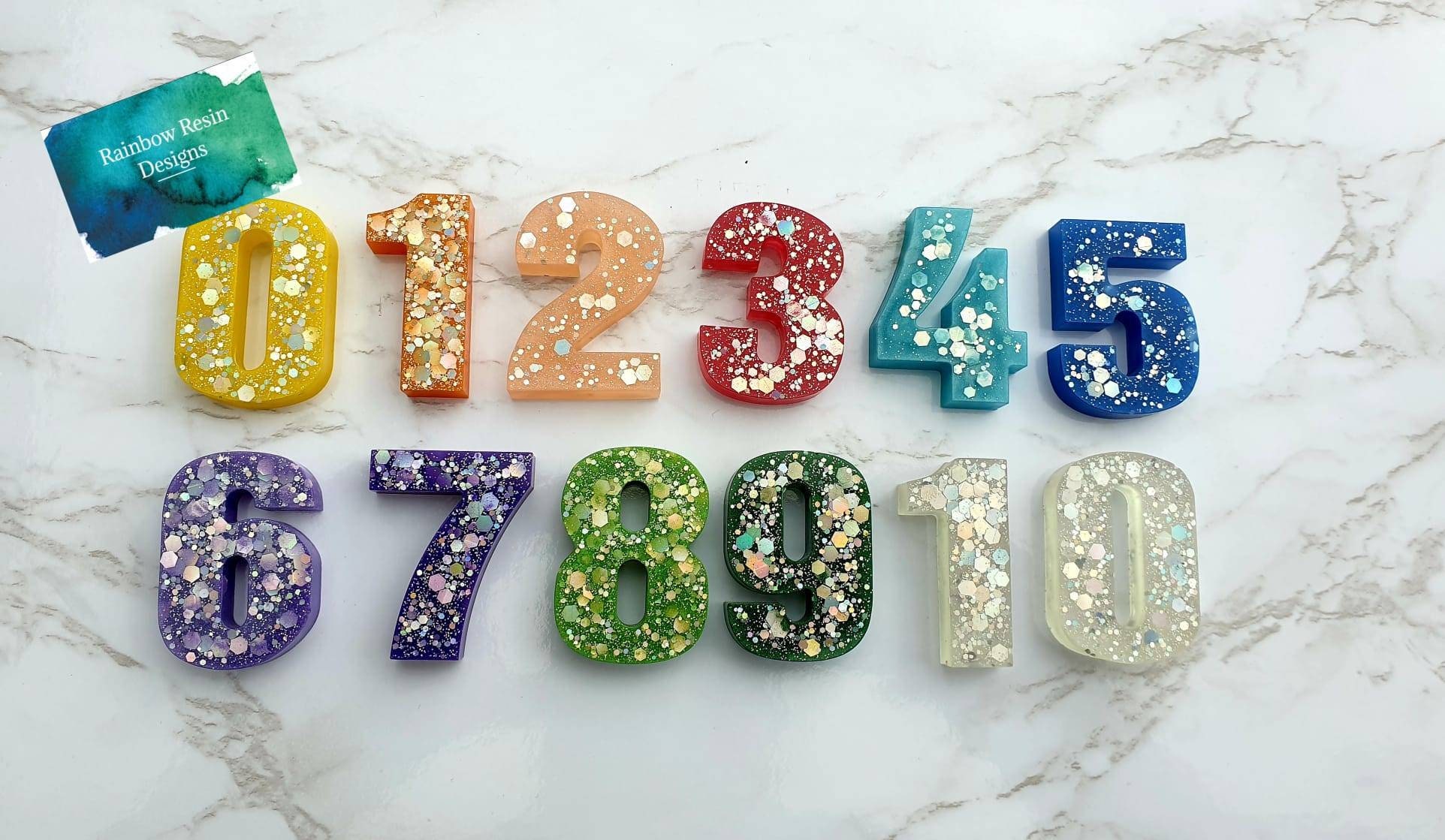 Resin Rainbow Glitter Numbers 0-10 Teaching Aid Home - Etsy New Zealand