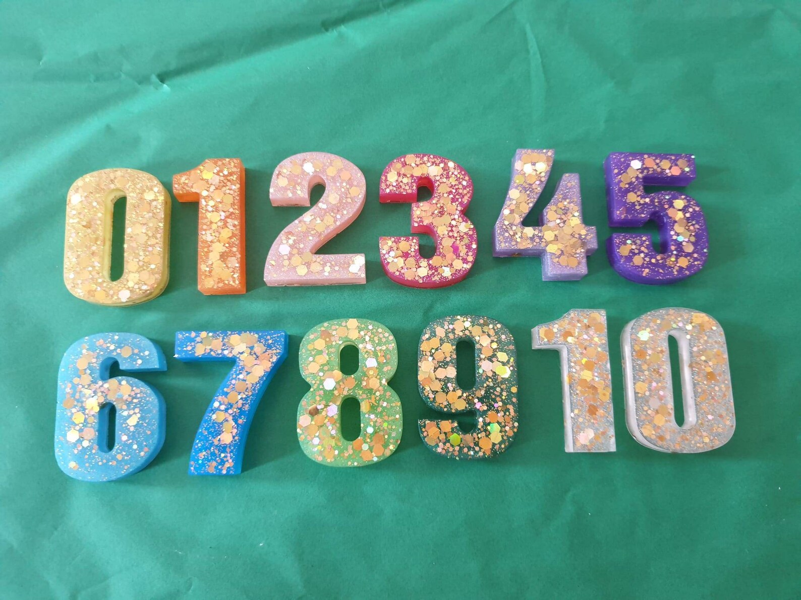 Resin Rainbow Glitter Numbers 010 Teaching Aid Home Etsy UK