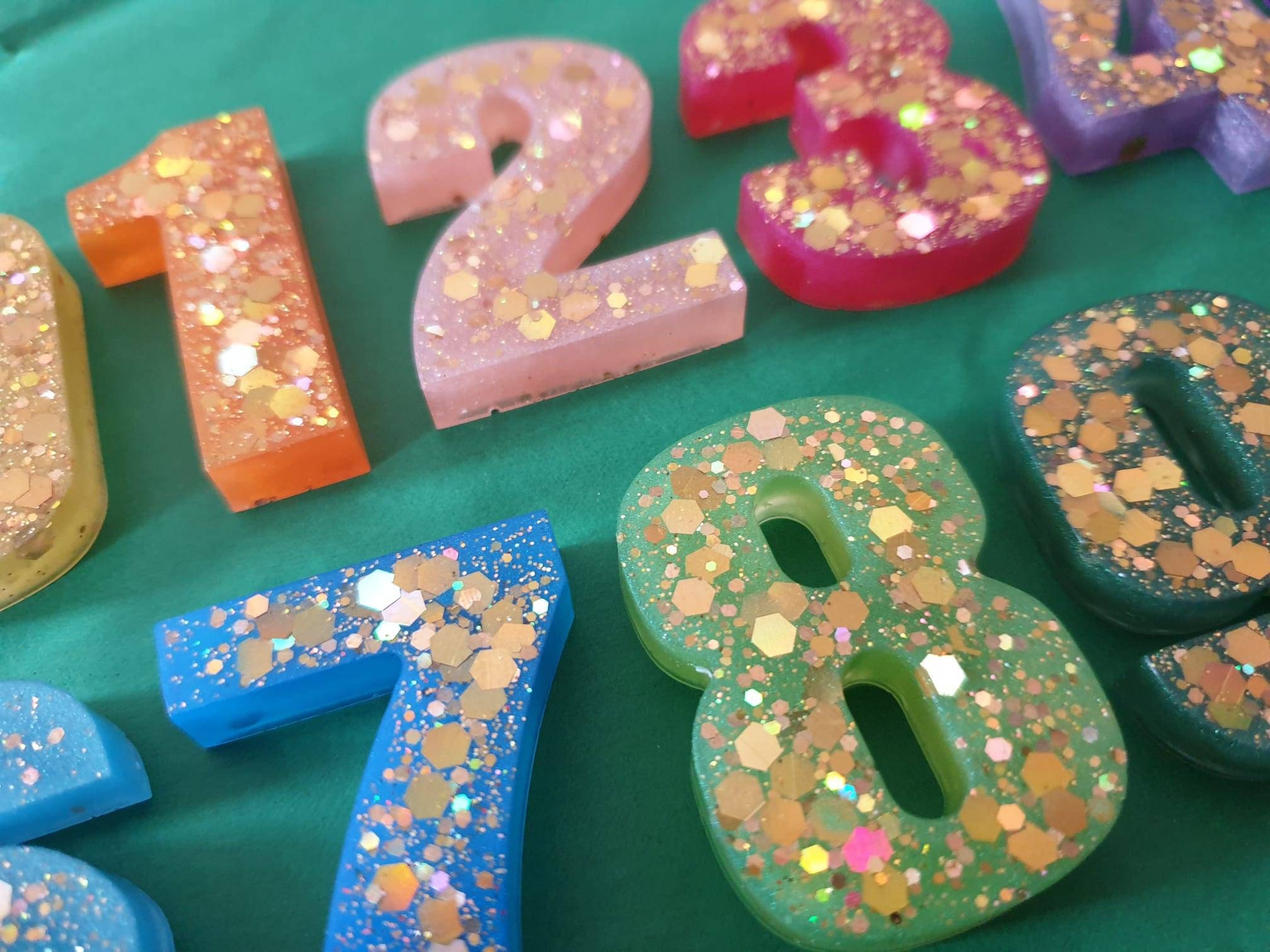 Resin Rainbow Glitter Numbers 0-10 Teaching Aid Home - Etsy UK