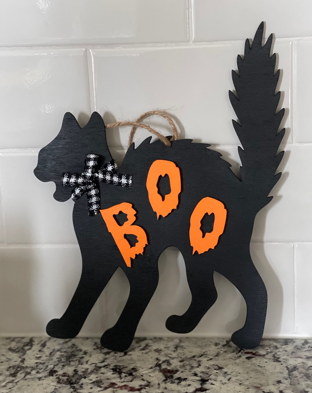 Halloween Cat,halloween Cat Sign,halloween Wooden Cat, 10"x7", Wooden ...