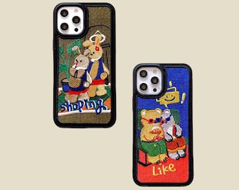 Embroidered 3D Bear/Rabbit iPhone case, iPhone 12/11 case, iPhone 12/12 Pro/12 Pro max/12 Mini, iPhone 11/11 Pro/11 Pro max