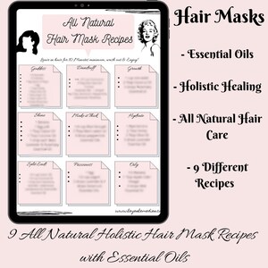 All Natural Hair Mask Recipes- Essential Oils- Holistic- Self Care- Downloadable PDF.