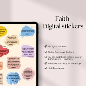 FAITH Christian DIGITAL Aufkleber für Goodnotes Planner, Goodnotes Stickers, Precropped Digital Planner Stickers