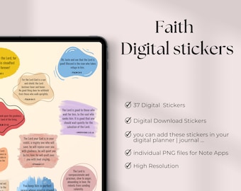 FAITH Christian DIGITAL Stickers for Goodnotes Planner, Goodnotes Stickers, Precropped Digital Planner Stickers