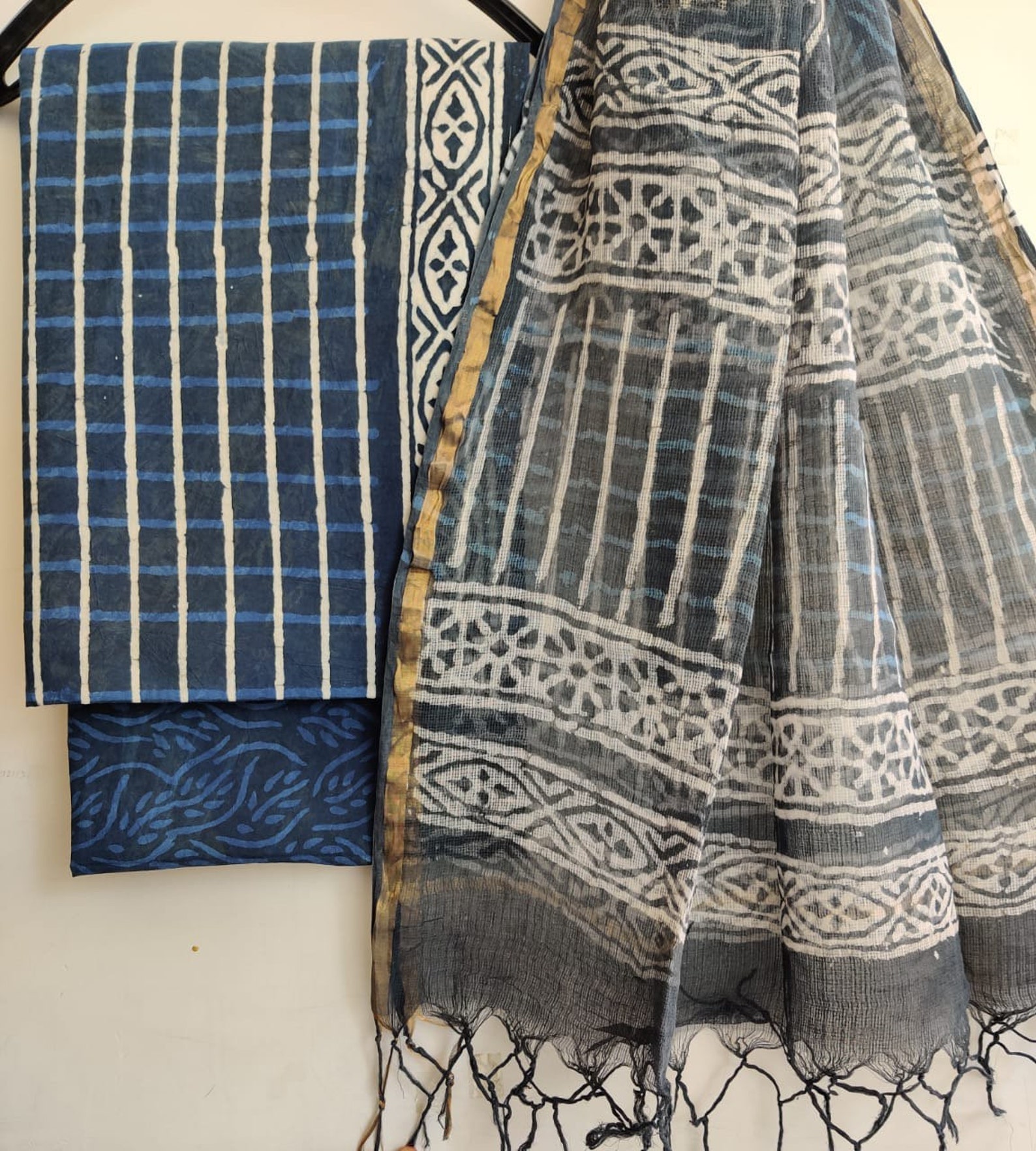Indian jaipuri Hand Block Printed Indigo Dyed Pure Cotton | Etsy