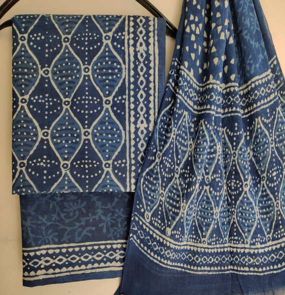 Cotton suits with pure chiffon dupatta sale