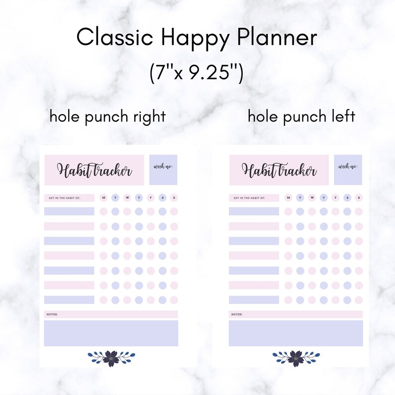 classic happy planner printable inserts habit tracker pdf