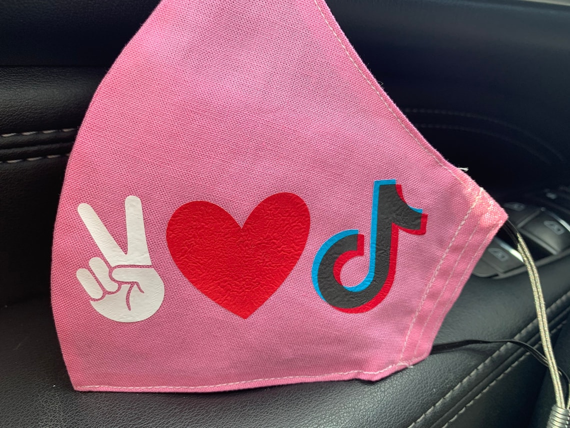Tik tok mask Customizable mask peace love tik tok face mask Etsy