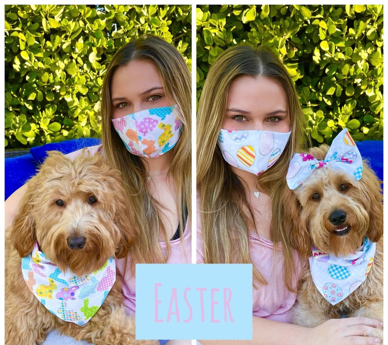 Easter Dog Bandana Matching Dog and Owner Pastel Dog Plaid Etsy
