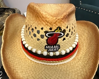Chapeau Miami Heat, chapeau de jeu Miami Heat, chapeau pour le jour du match Miami Heat, chapeau de paille Miami Heat, Miami Heat, chapeau de soleil Miami Heat, chapeau d'été Miami Heat