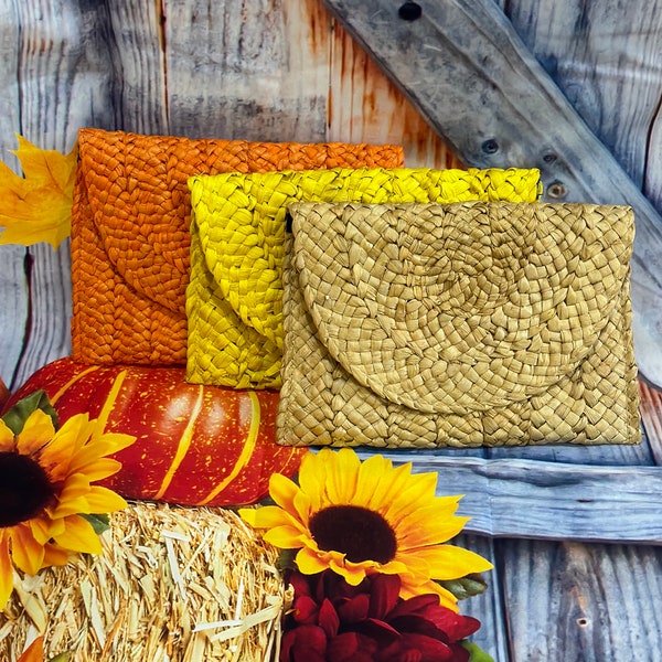 Straw Clutch, Personalized Straw Clutch, Fall handbag, clutch, Beige straw clutch, clutch, yellow straw clutch, orange straw clutch, gift