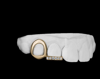 Custom Moissanite Diamond Grillz: Open Face 925 Sterling Silver Bottom Bar