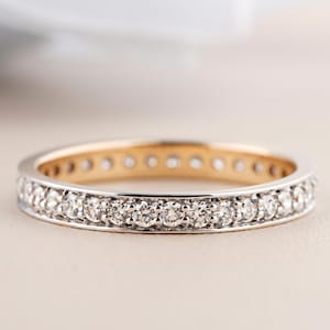 14K Gold Lab Diamond Eternity Band: Channel Set Wedding Ring