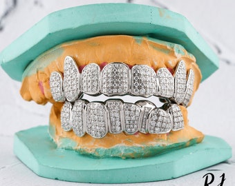 Iced Out Moissanite Diamond Grillz: Sterling Silver, Gold Hip Hop Teeth Grillz