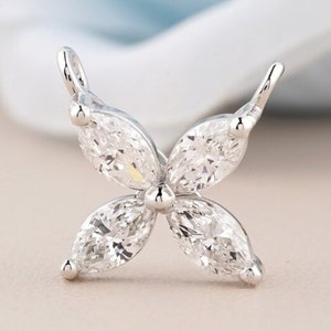 Naszyjnik z diamentowym kwiatem markizy, 0,60 ct 14-karatowe złoto, designerski naszyjnik w stylu Flower Bloom Victoria, prezent rocznicowy dla niej