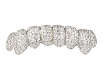 Custom Moissanite Grillz: 925 Sterling Silver, Iced Out Zig-Zag Set