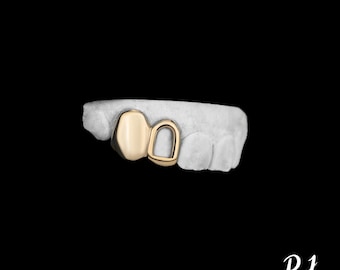 Custom Canine Tooth Grillz : Sterling Silber mit Gold Cap - Free Mould Kit