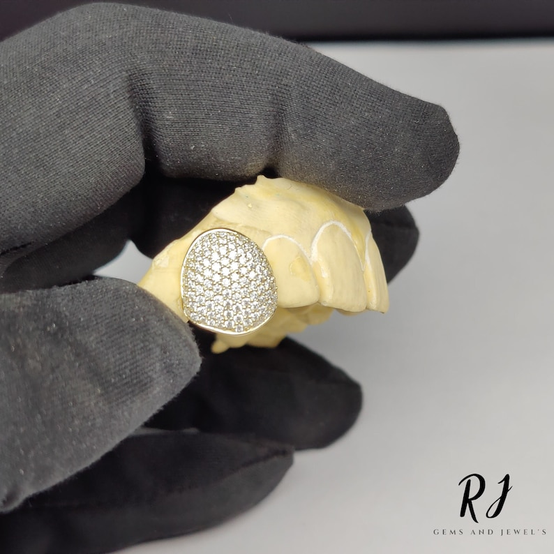 Custom 10K Yellow Gold Moissanite Diamond Grillz - Honeycomb VVS Setting image 1