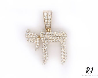 Moissanite Diamond Chai Pendant: Jewish Necklace, Hebrew Charm