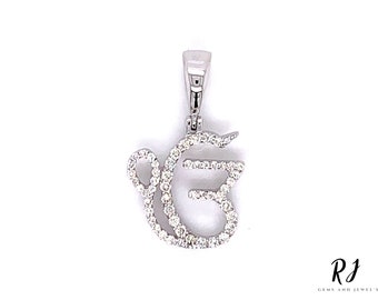 Ek Onkar Moissanite Diamond Pendant: 10k Gold Sikhism Necklace