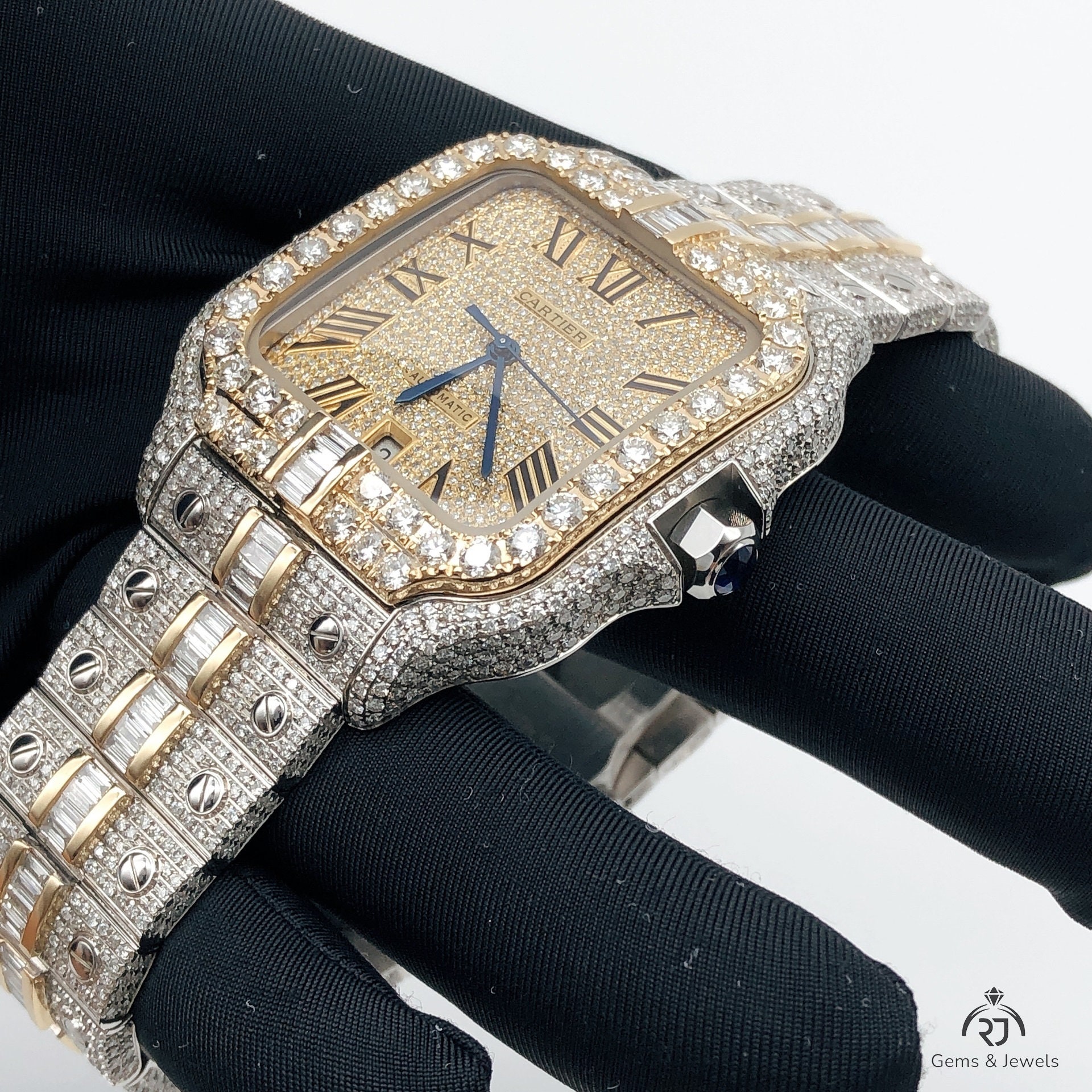 Men Iced Out Diamond Wrist Watch Handmade Real Moissanite - Etsy Canada