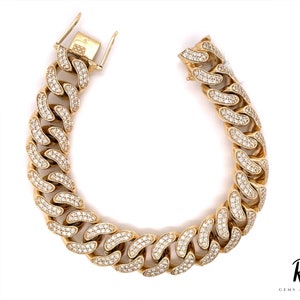 Bracciale cubano Miami con moissanite ghiacciata: catena Hip Hop in argento 925