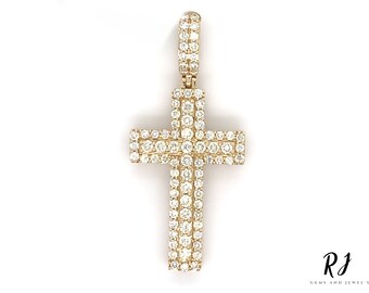 Colgante de cruz de moissanita: dije religioso de plata de ley 925