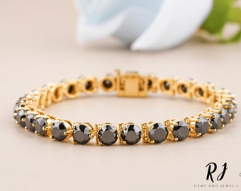 14K Gold Black Moissanite Diamond Tennis Bracelet