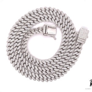 Ice Out 9mm VVS Moissanite Diamond Cuban Link Chain in 925 Sterling Silver, Miami Link Chains, Iced Cuban Link Necklace Pass DIAMOND Tester