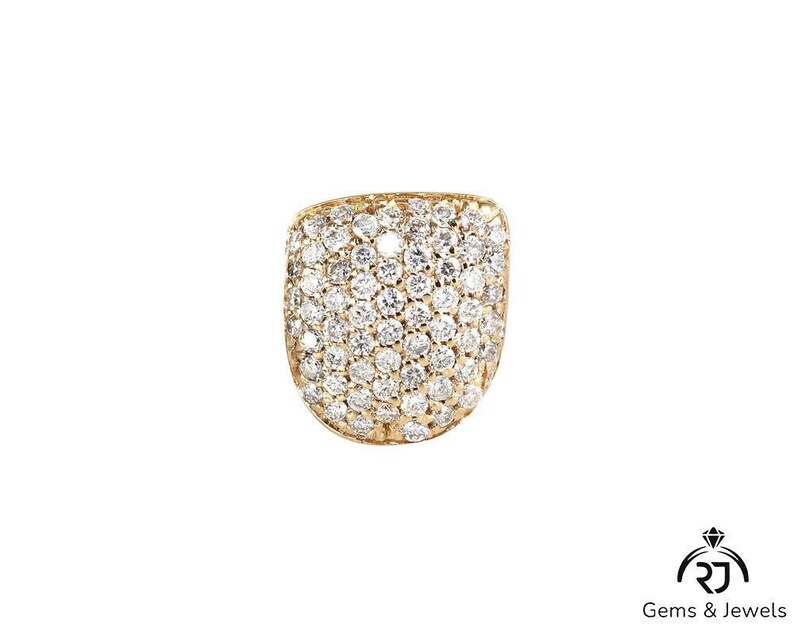 Custom 10K Yellow Gold Moissanite Diamond Grillz - Honeycomb VVS Setting image 3