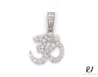 Moissanite Pave Diamond OM Pendant / 925 Silver Jewelry / Moissanite Pendant \ Necklace \ Fine Pendant \ Chain Pendant \ Religion Pendant