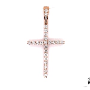 Collier pendentif croix VVS MOISSANITE plaqué or rose croix en argent 925 pour hommes et femmes pendentif croix religieuse délicate croix minimaliste