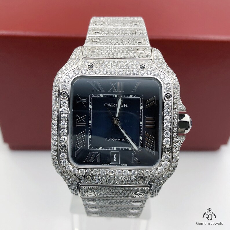 VVS Moissanite Diamond Watch Bust Down Watch Full Iced Out Etsy