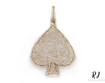 Colgante de as de picas con diamantes y moissanita: collar de naipes de oro de 18 quilates