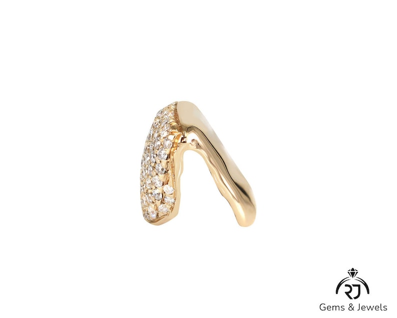 Custom 10K Yellow Gold Moissanite Diamond Grillz - Honeycomb VVS Setting image 4