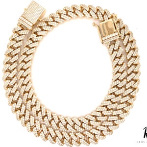 Cadena de eslabones cubanos de 14 mm de grosor, collar cubano VVS MOISSANITE, cadena cubana Miami de plata de ley 925, cadena de eslabones cubanos helada para hombres para regalos