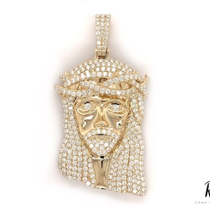 Jesus Face pendant Custom Iced Out Jesus Pendant in Solid 925 Sterling Silver Gold Plated Religious Christian Pendant Charm Pendant for Gift