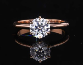 1ct Round Lab Grown Diamond Solitaire Engagement Ring - 14K Gold