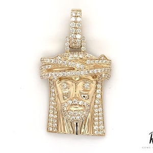 Jesus Face Pendant Gold Plated 925 Sterling Silver Jesus Head Pendant Custom Iced Out Jesus Pendant Moissanite Hip Hop Religious Pendant