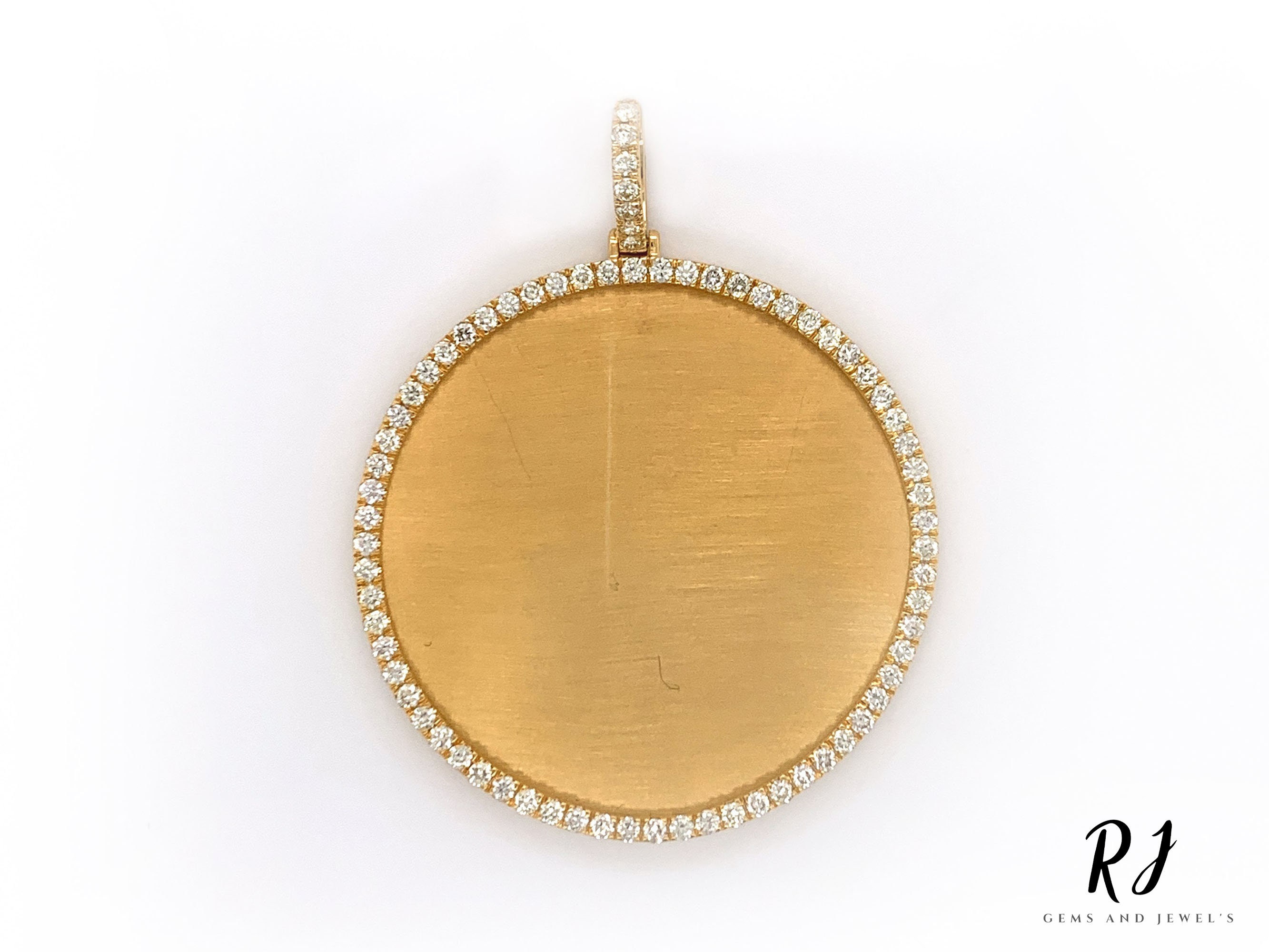Gold Plated Sterling Silver Photo Pendant: Custom Moissanite Circle Necklace
