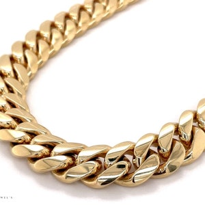 13 mm 14k Gold Miami Cuban Link Necklace Chain 925 Sterling Silver & Gold Plated necklace for men Miami Cuban Curb Chain, Hip Hop Chain